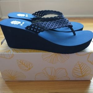 Yellowbox navy wedge sandals